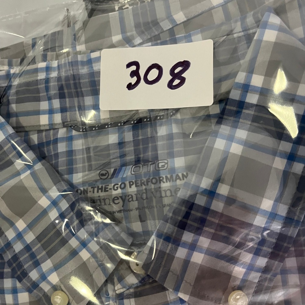 Vineyard Vines Mens On-The-Go Performance Plaid Button Down Shirt Blue Grey L - Picture 7 of 7